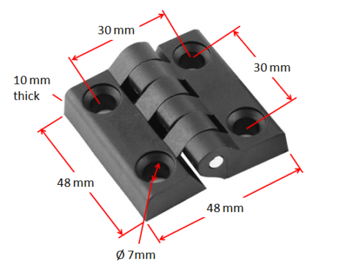 Nylon Plastic Hinge 50 x 50 x 10mm - Image 5